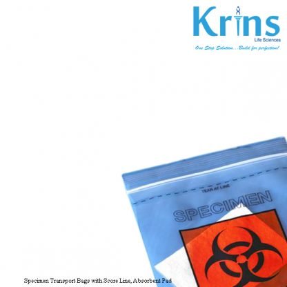 specimen transport bags with score line, absorbent pad