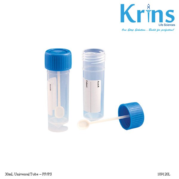 30mL Fecal Containers Skirted Conical Bottom Screwcap with Spoon
