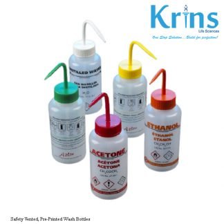 safety vented, pre printed wash bottles