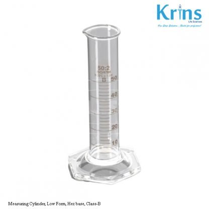 measuring cylinder, low form, hex base, class b