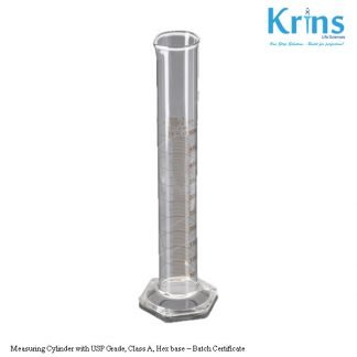 measuring cylinder with usp grade, class a, hex base–batch certificate