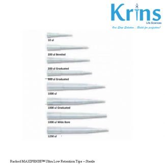 Racked MAXIPENSE™ Ultra Low Retention Tips - Sterile - Krins Life Sciences